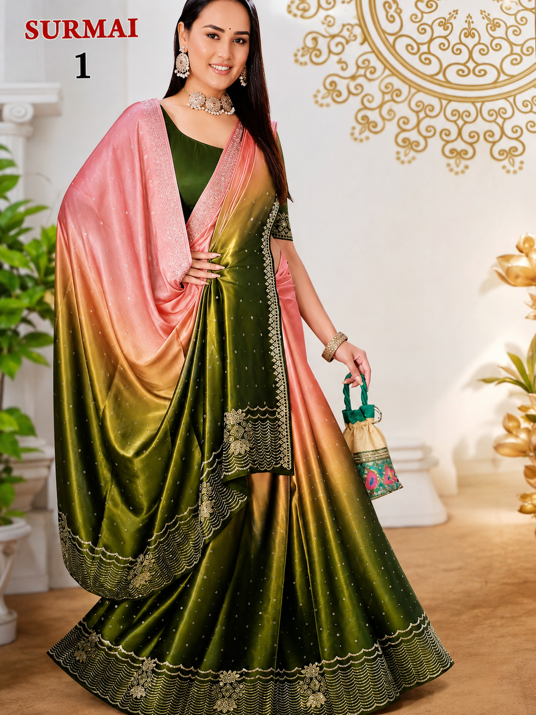Multi colour slik saree